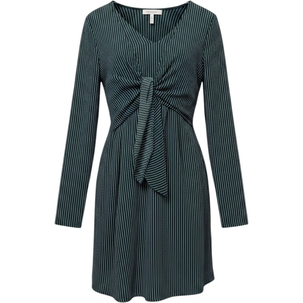 Molly Green Womens Striped Tie Front Long Sleeve Mini‎ Dress Size M Green White